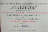 Nagłówek druku firmowego Galicyjskiego Towarzystwa Naftowego, 1930