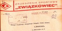 Nagłówek druku firmowego Zrzeszenia Sportowego Związkowiec, 1950 r.