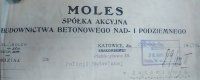 Nagłówek druku firmowego firmy Moles, 1927 r.
