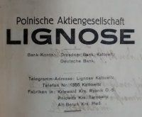 Nagłówek druku firmowego Lignozy (przed 1924 r.)