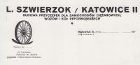Nagłówek druku firmy L. Szwierzok przy obecnej ul. 1 Maja), lata 20. XX w.