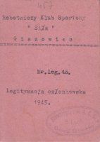 Legitymacja członkowska RKS Siła Giszowiec, 1945 rok