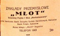 Nagłowek druku firmowego zakładu przemysłowego Młot, po 1924 r.