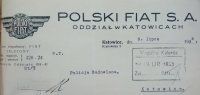 Nagłówek druku firmowego Polskiego Fiata, 1935 r.