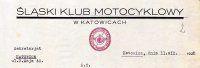 Nagłówek druku firmowego Śląskiego Klubu Motocyklowego w Katowicach, 1925 r.