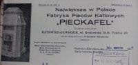 Nagłówek druku firmowego Fabryki Pieców Kaflowych Pieckafel, 1928 r.