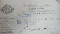 Nagłówek druku firmowego odlewni Silesia, 1907 r.