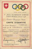 Karta identyfikacyjna Alfreda Gansińca z V Zimowych Igrzysk Olimpijskich, 1948