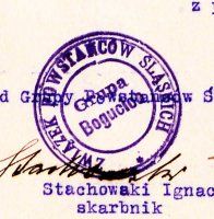 Odcisk tłoka pieczętnego Grupy Związku Powstańców Śląskich w Bogucicach, 1931