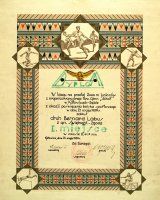 Dyplom zawodów sportowych z okazji poświęcenia boiska gniazda Towarzystwa Gimnastycznego Sokół w Katowicach-Dębie, 1939