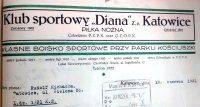 Nagłówek druku firmowego klubu Diana Katowice, 1932 r.