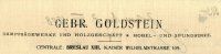 Nagłówek druku firmowego Gebruder Goldstein, 1908 r.