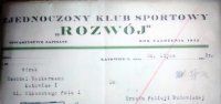 Nagłówek druku firmowego klubu Rozwój Katowice, 1932 r.