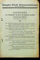 Druk informacyjny Śląskiego Klubu Motocyklowego, 1925 r.